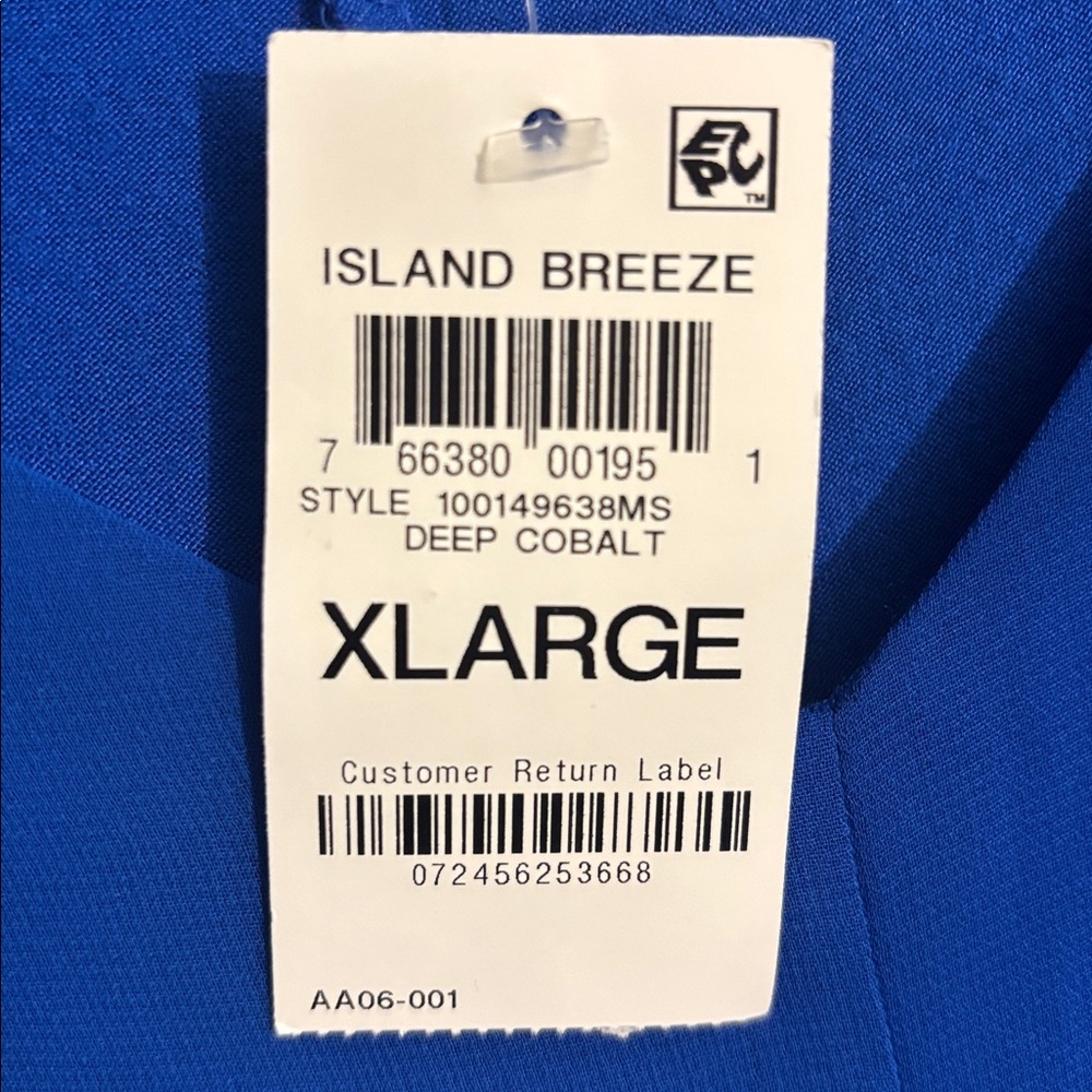JM COLLECTION Deep Cobalt Chiffon Overlay Sleeveless Dress - Picture 5 of 5